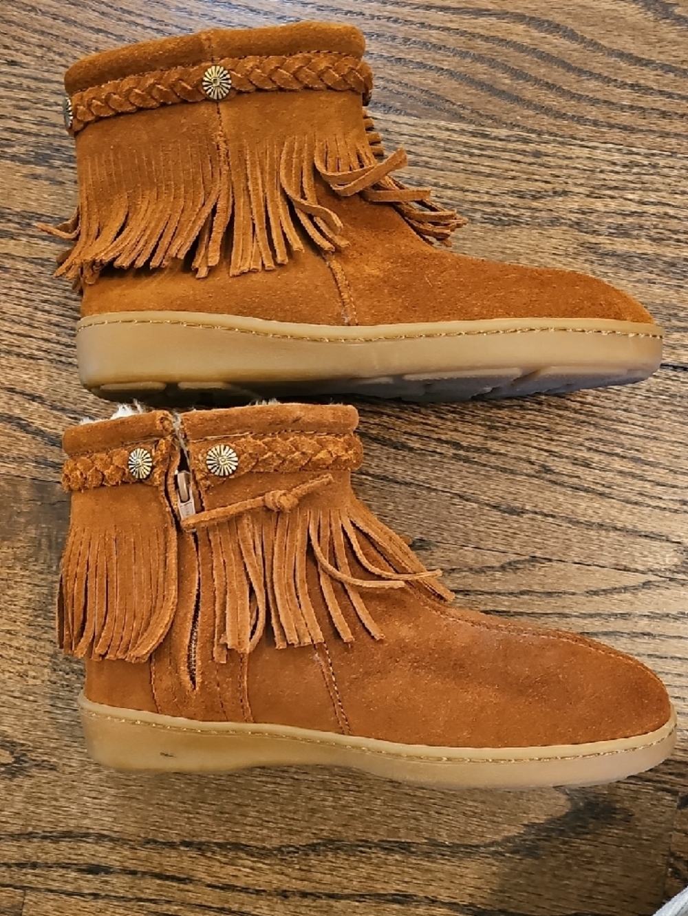 Minnetonka Brown Suede Fringe Ankle Boots Size 7 - Picture 4 of 13